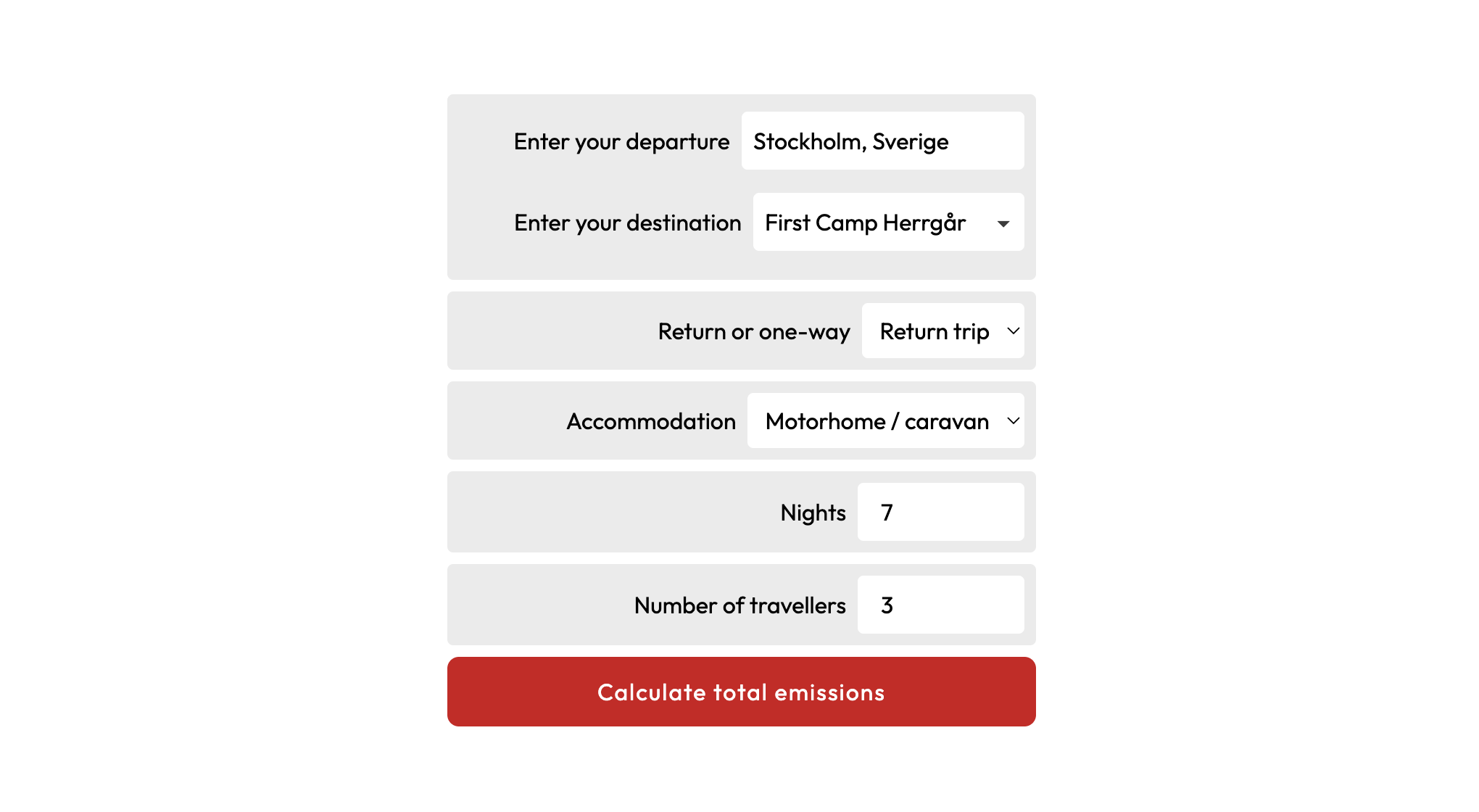 First Camp calculator screenshot